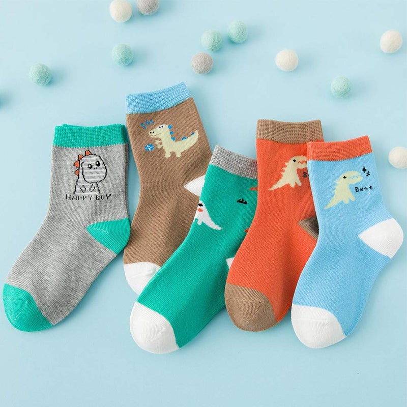 Zumou Toddler Kids Little Boys Fashion School Cotton Crew Socks 10 Pack (Size M(3-4T), Colorful) - Image 5